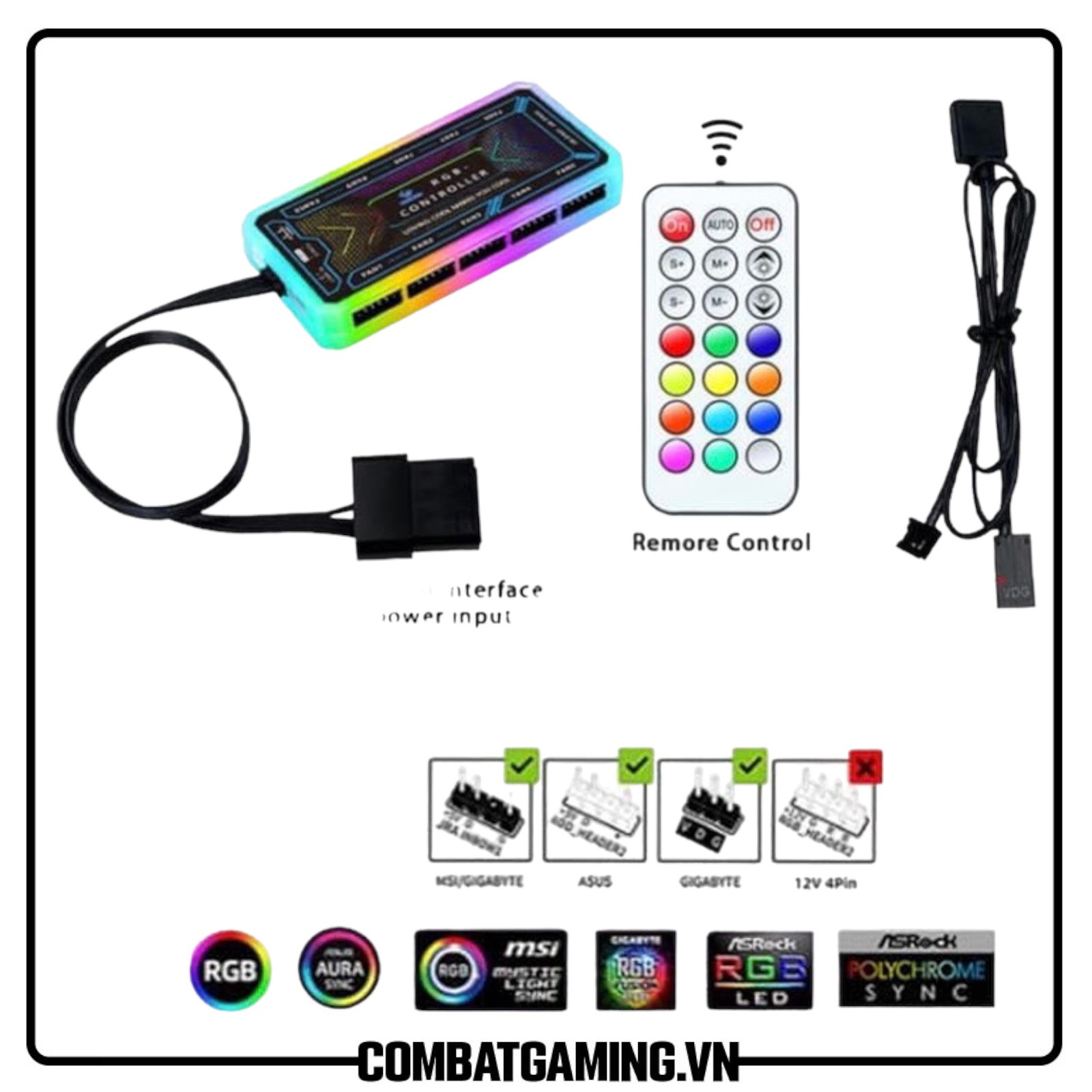 Kit 3 Fan Coolmoon WF1 RGB White