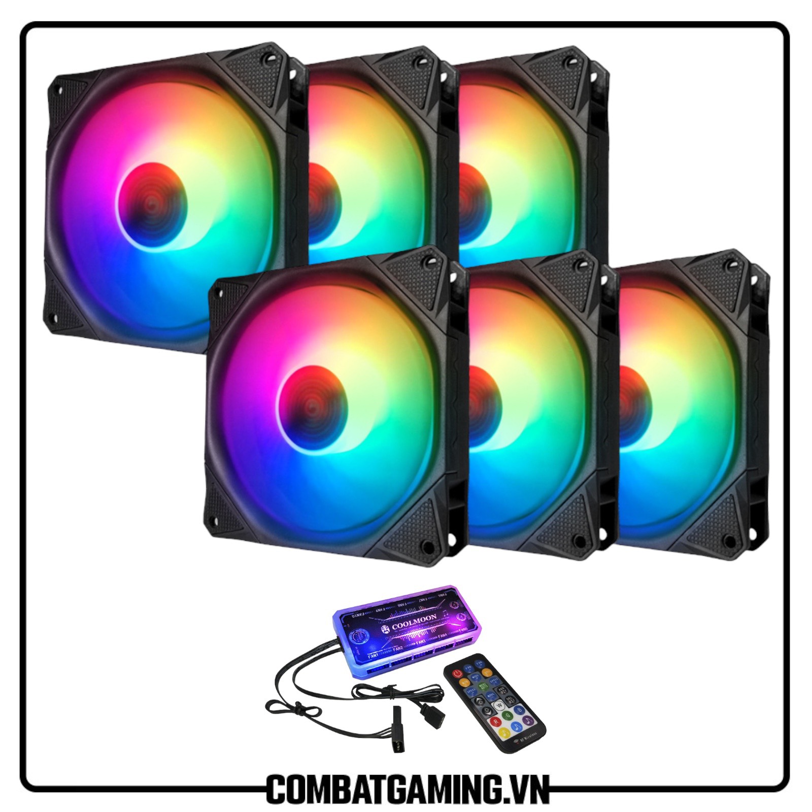 Kit 6 Fan Coolmoon Y2 RGB Black/White