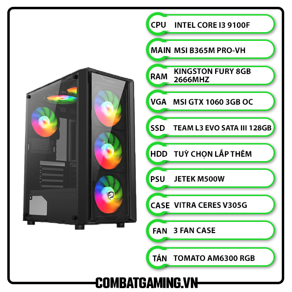 Core i3 best sale 9100f gtx 1060